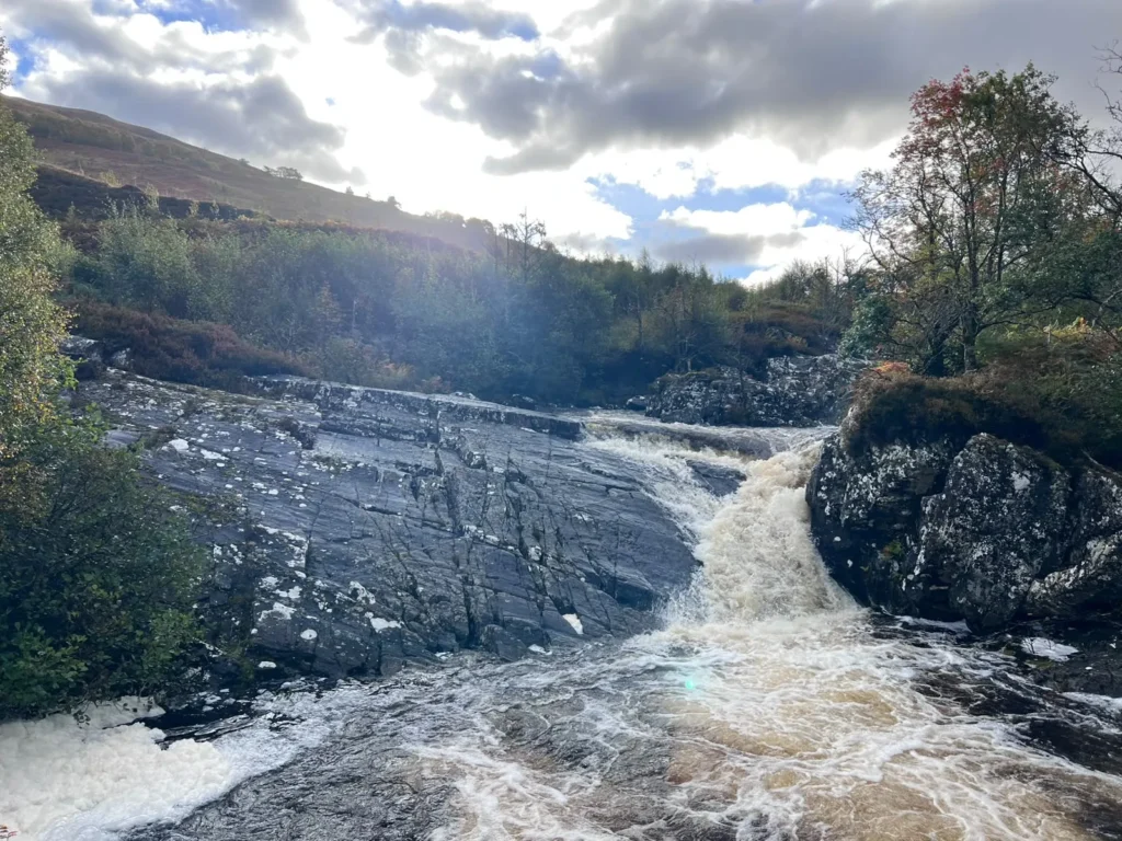 Waterfall in spate on the walk from Corrour to Spean Bridge